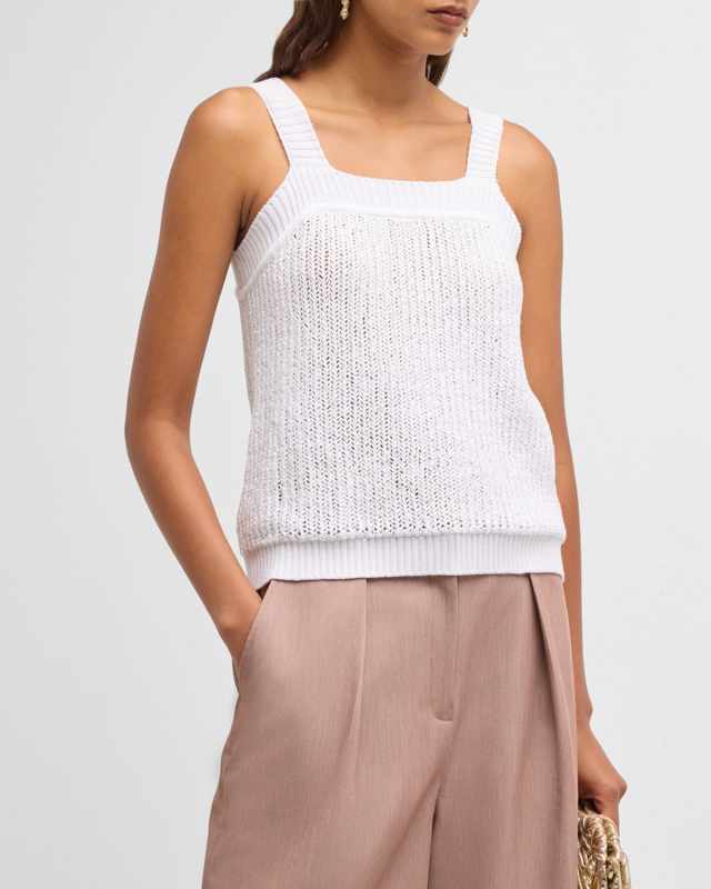 Square-Neck Crochet-Knit Tank
